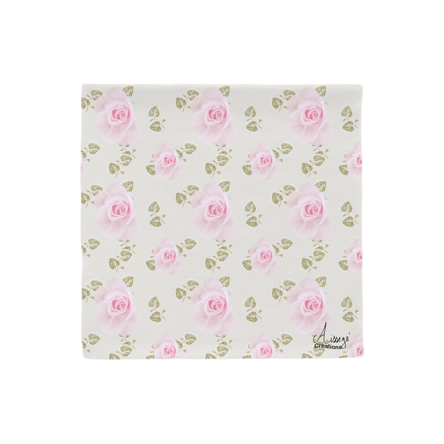 Housse de Coussin " Roses Douceur" - 18″×18″ - Aissegé Créations
