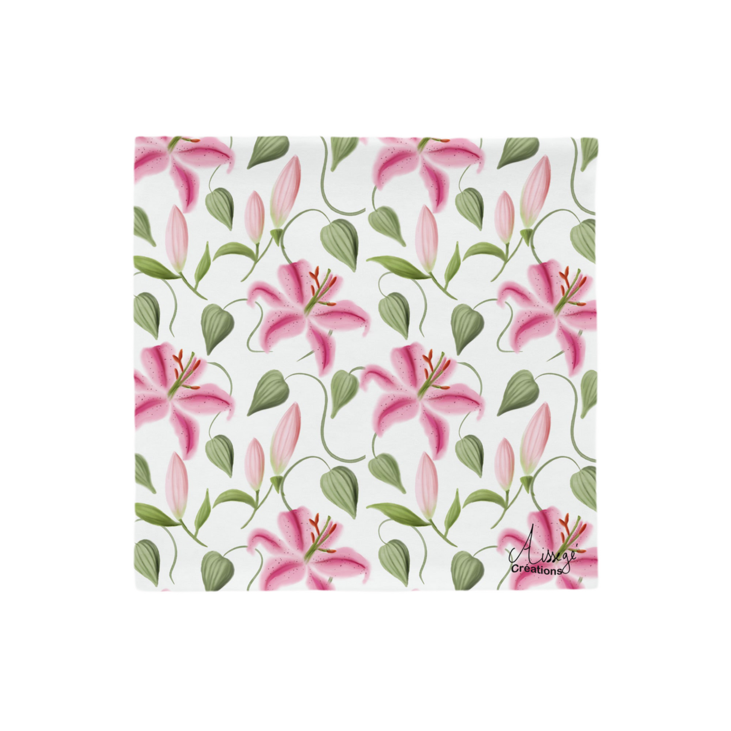 Housse de Coussin "Les Lys" - 18″×18″ - Aissegé Créations