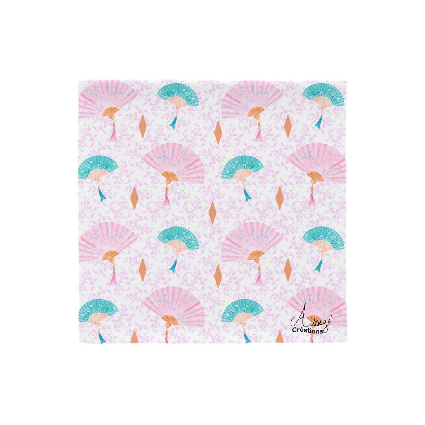 Housse de Coussin "Eventails" - 18″×18″ - Aissegé Créations