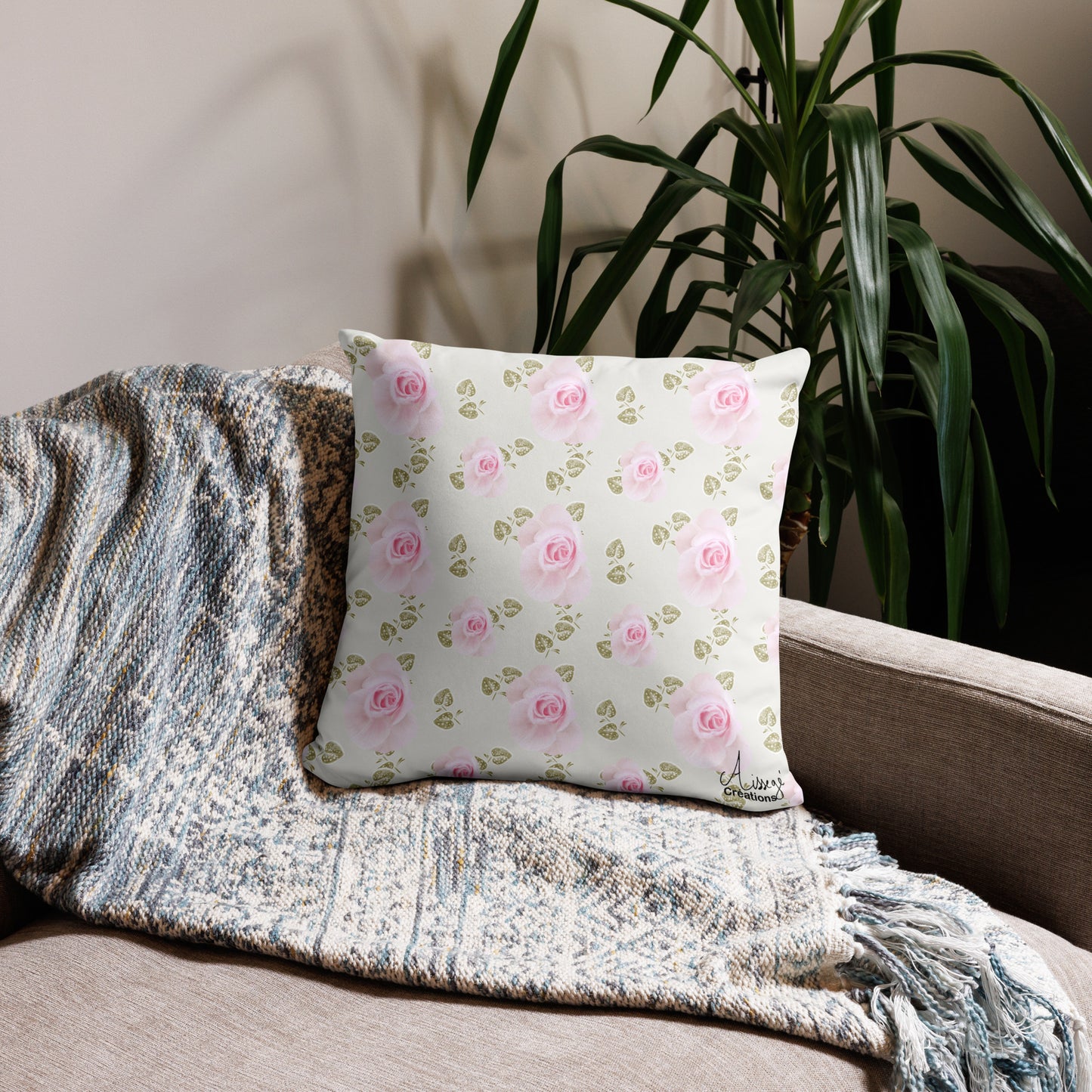 Housse de Coussin " Roses Douceur"