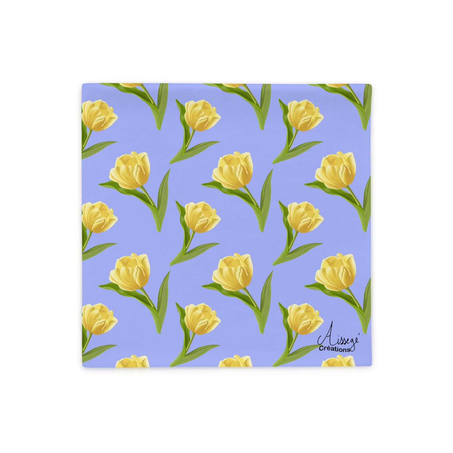 Housse de Coussin "Les tulipes jaunes" - 18″×18″ - Aissegé Créations