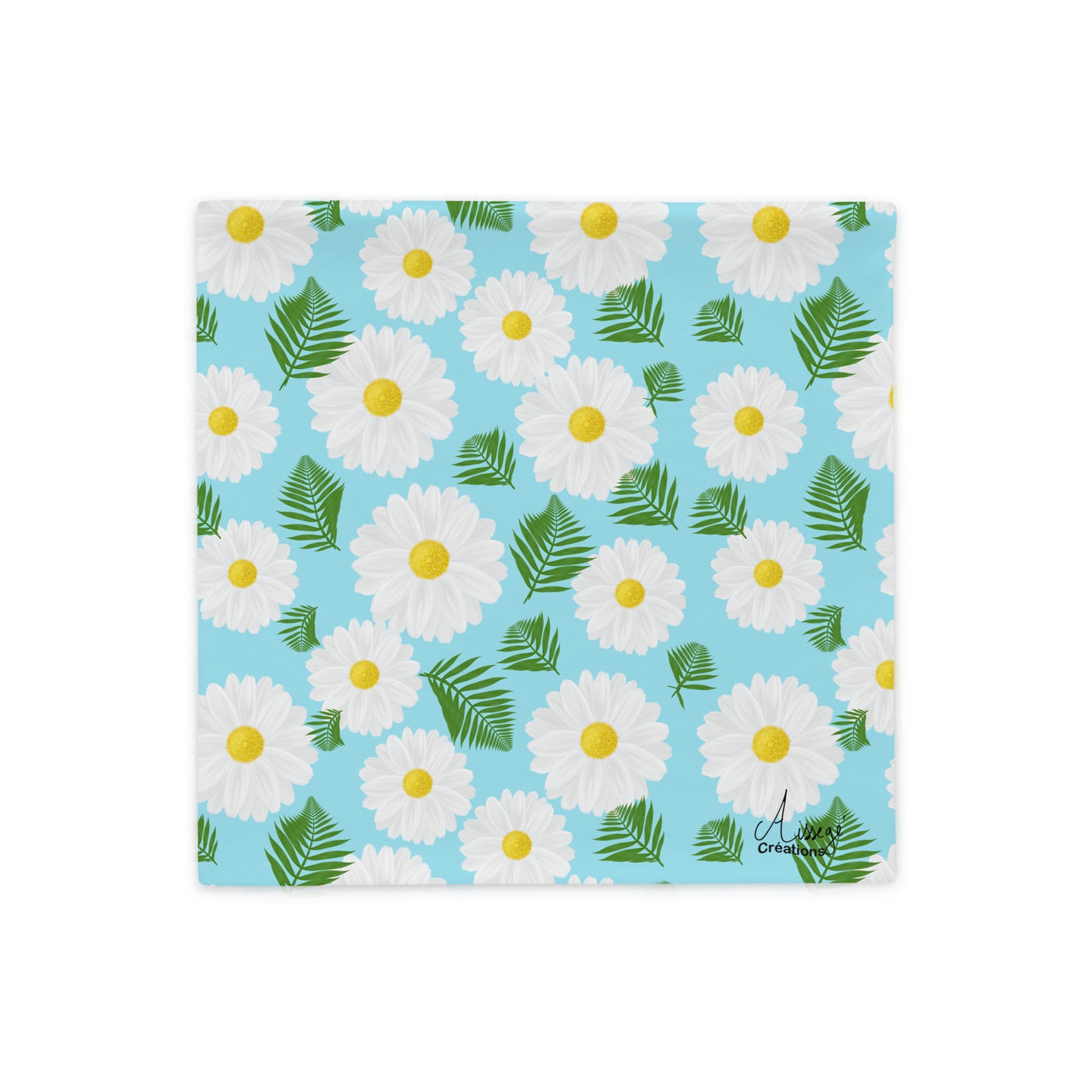 Housse de Coussin "Les Marguerites" - 18″×18″ - Aissegé Créations