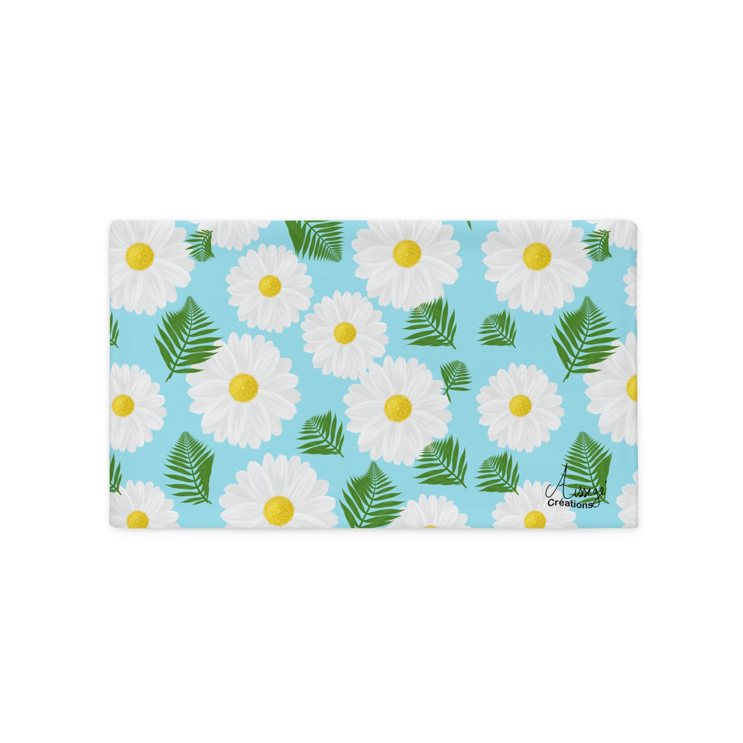 Housse de Coussin "Les Marguerites" - 18″×18″ - Aissegé Créations