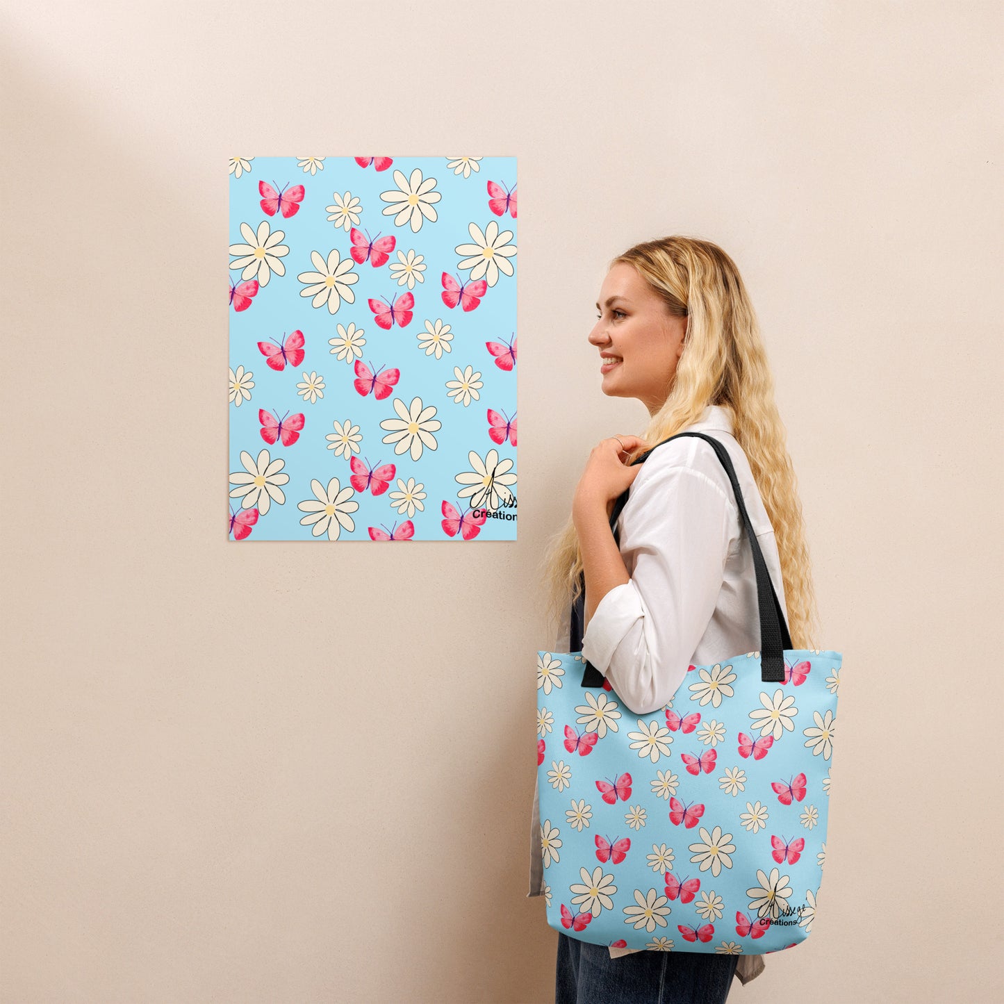 "Butterflies and Daisies" Tote Bag