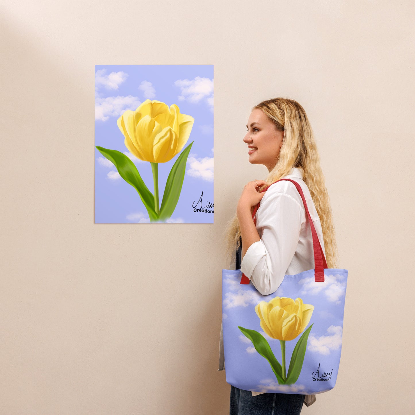 Tote bag "Tulipe dans les nuages"