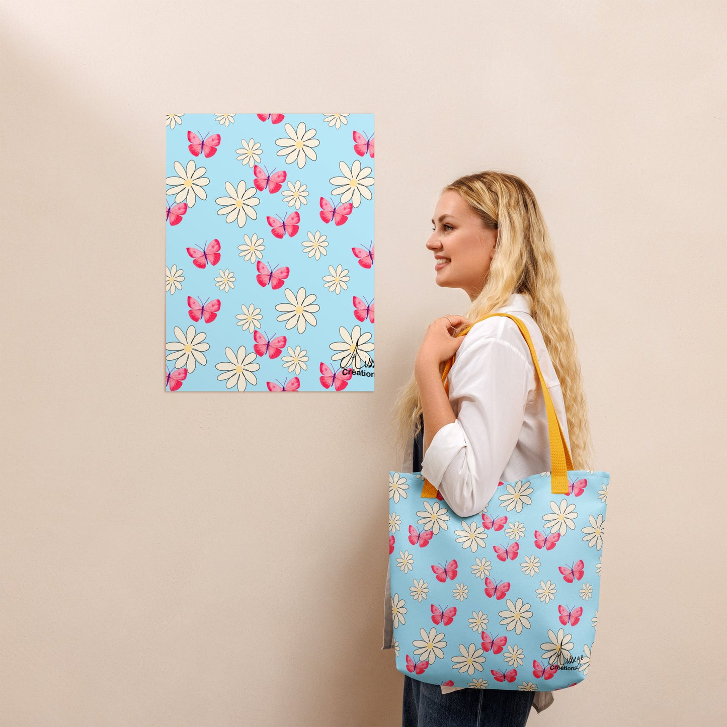 "Butterflies and Daisies" Tote Bag