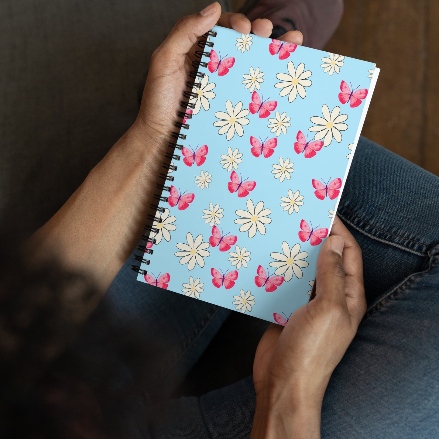 Carnet à spirale "Papillons et marguerites"
