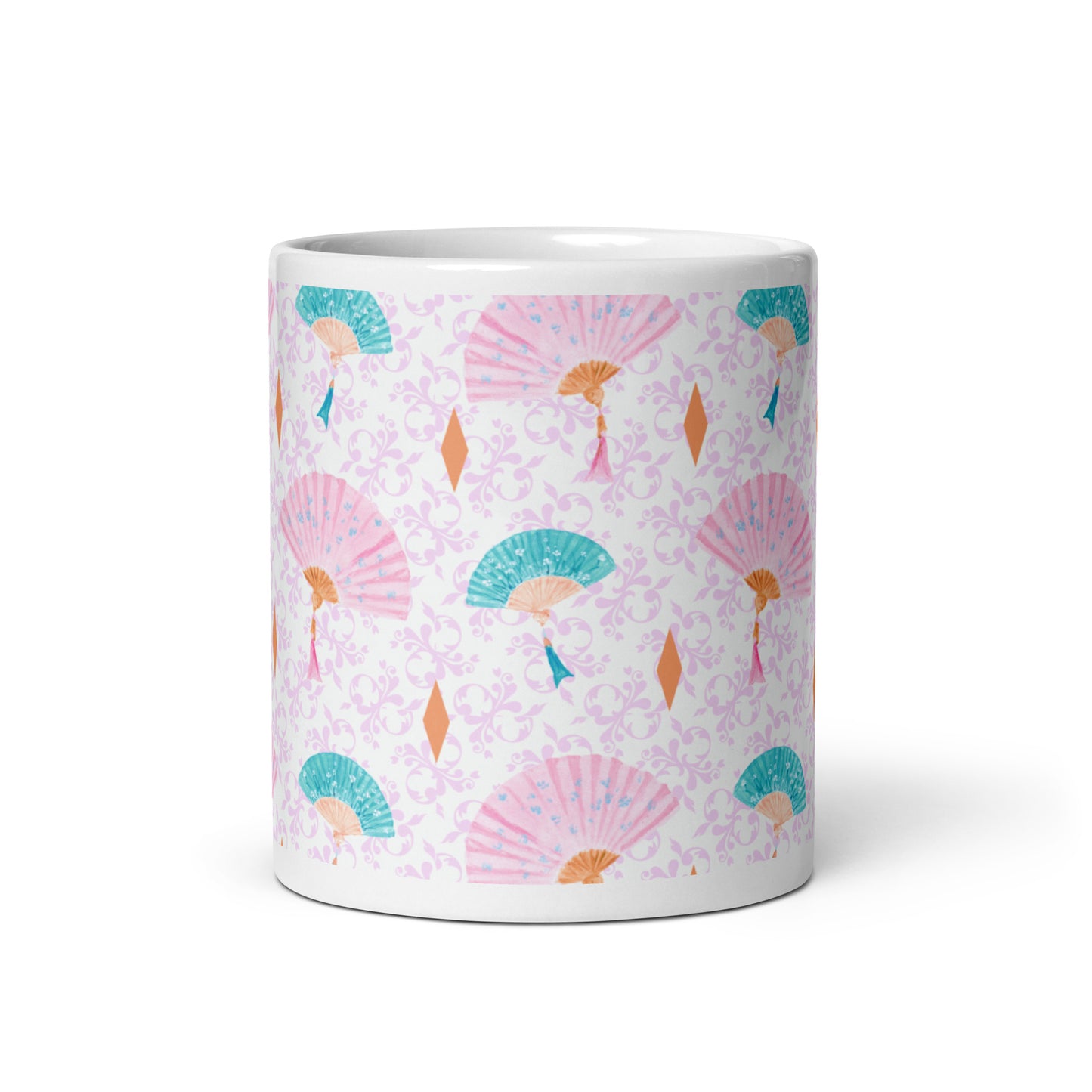 Mug Blanc Brillant "Les éventails" - 11 oz - Aissegé Créations