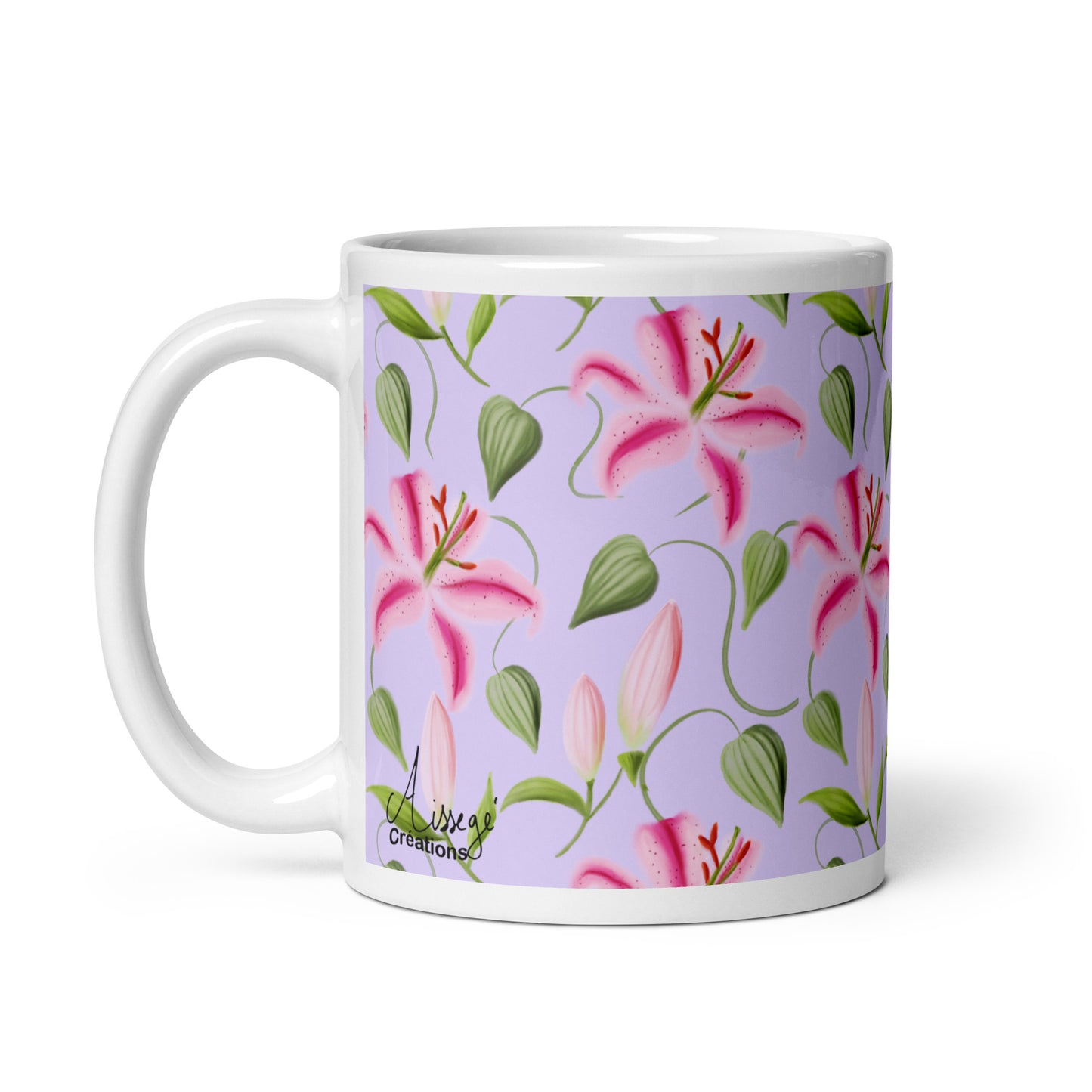 Mug Blanc Brillant " Les Lys"