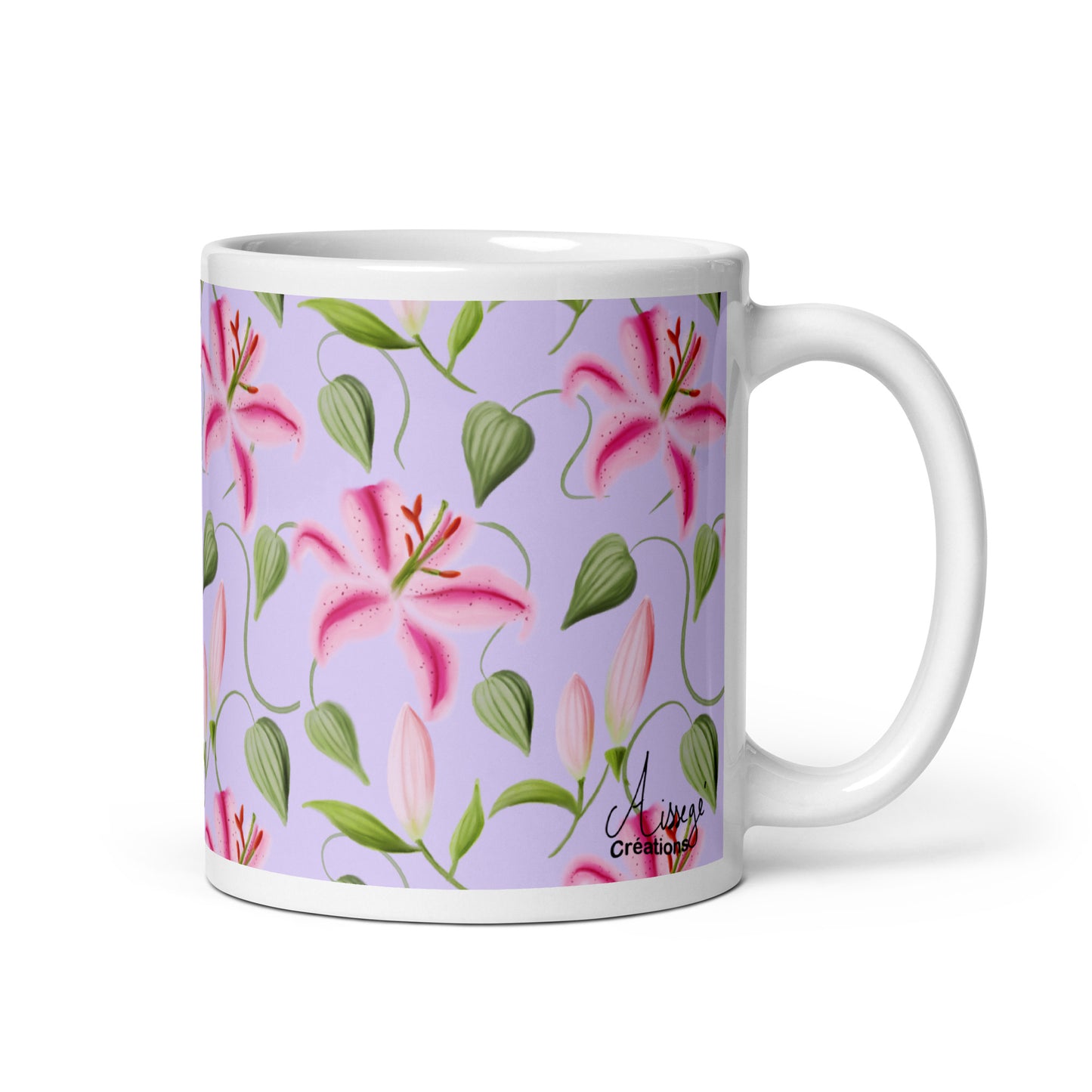 Mug Blanc Brillant " Les Lys"