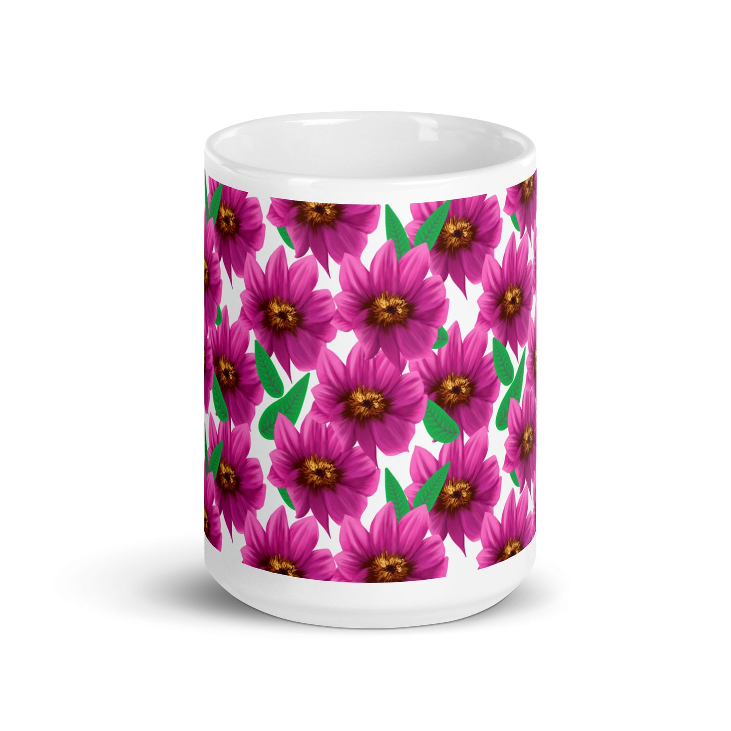 Mug Blanc Brillant "Dahlia Printania" - 11 oz - Aissegé Créations