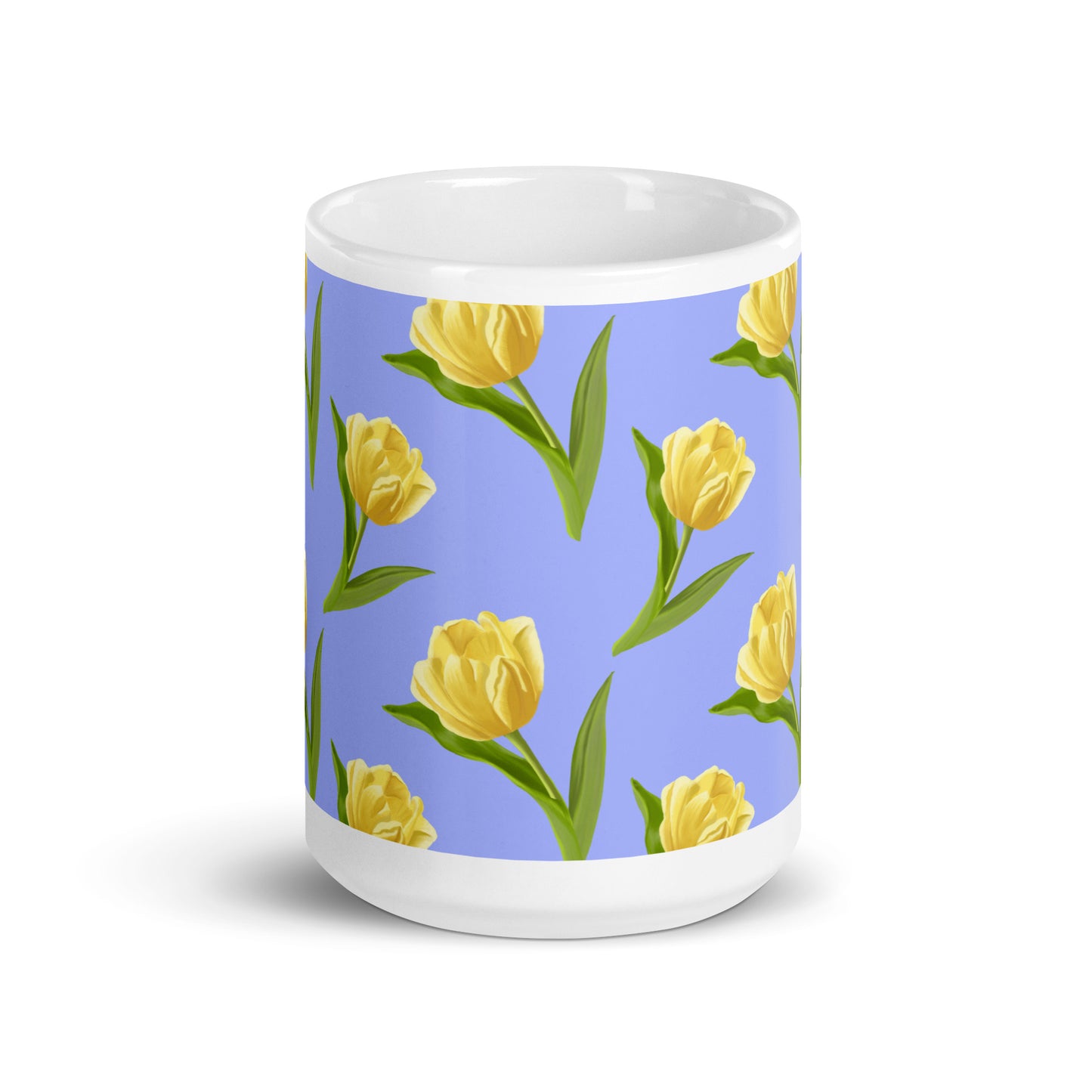 Mug Blanc Brillant "Les Tulipes Jaunes" - 11 oz - Aissegé Créations