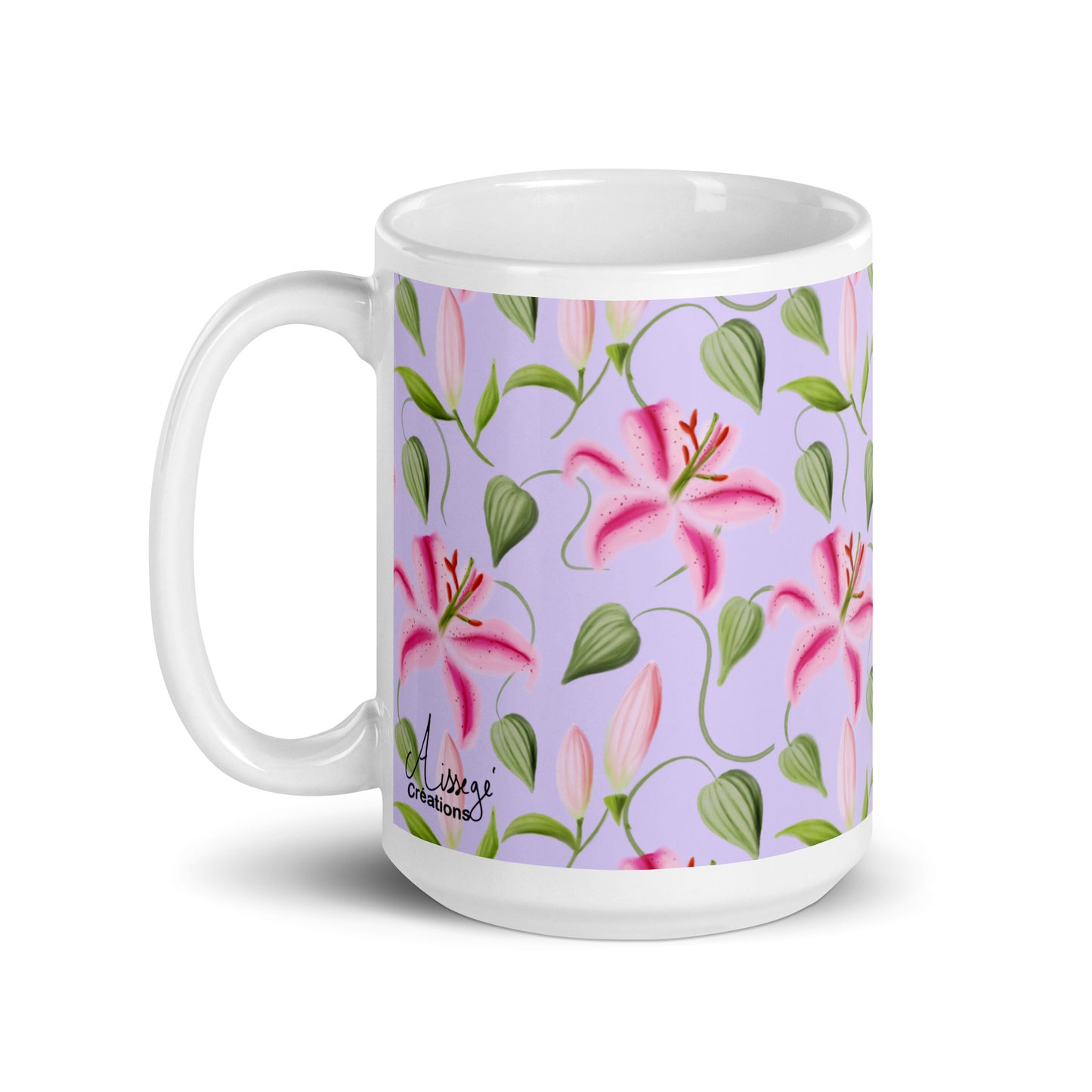 Mug Blanc Brillant " Les Lys"