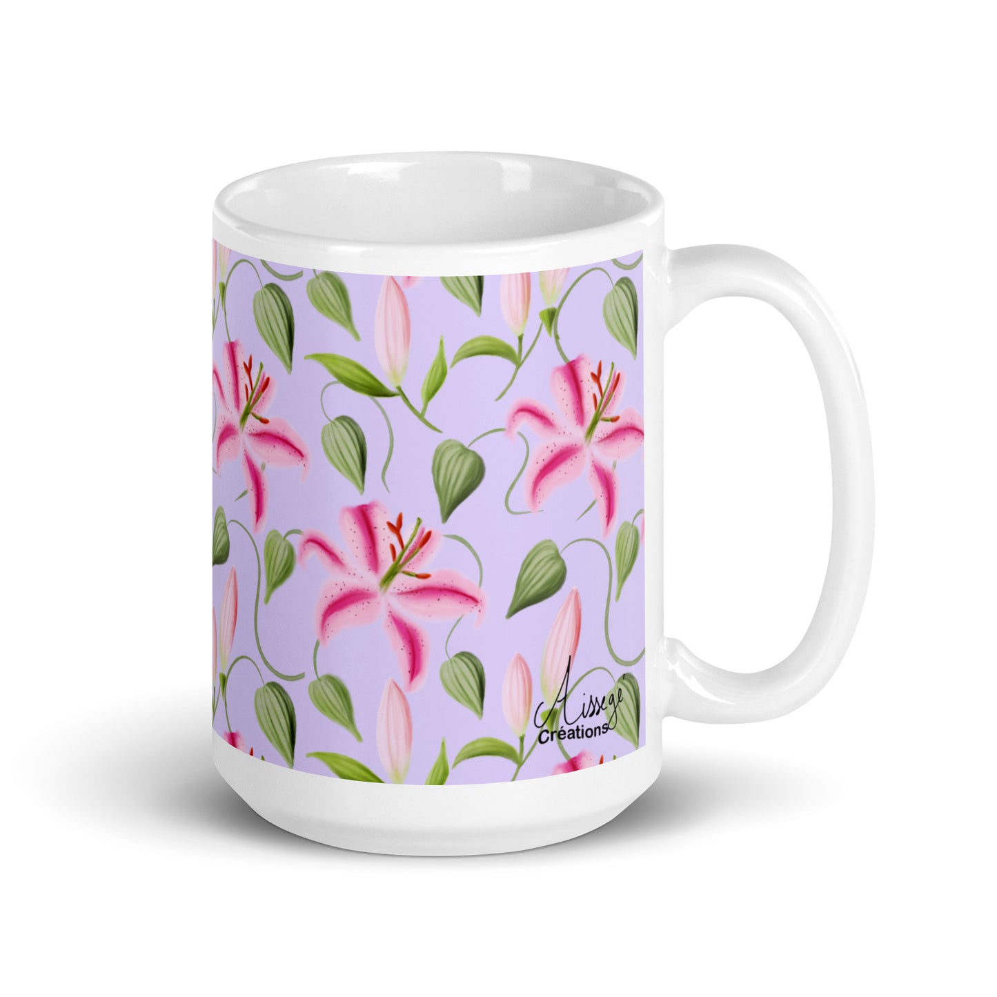 Mug Blanc Brillant " Les Lys"