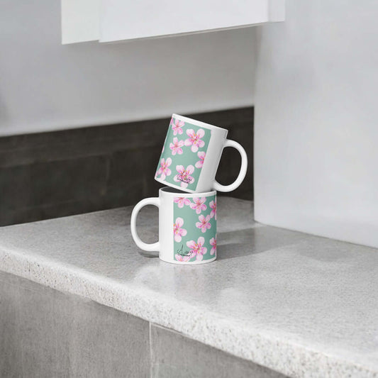 Mug Blanc Brillant "Petites Fleurs"