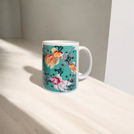 Mug Blanc Brillant "Poissons voile"