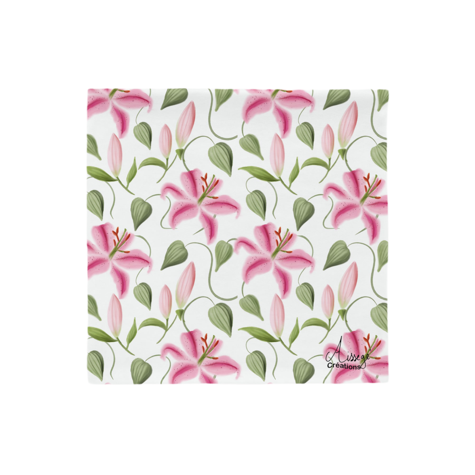 Housse de Coussin "Les Lys" - 18″×18″ - Aissegé Créations