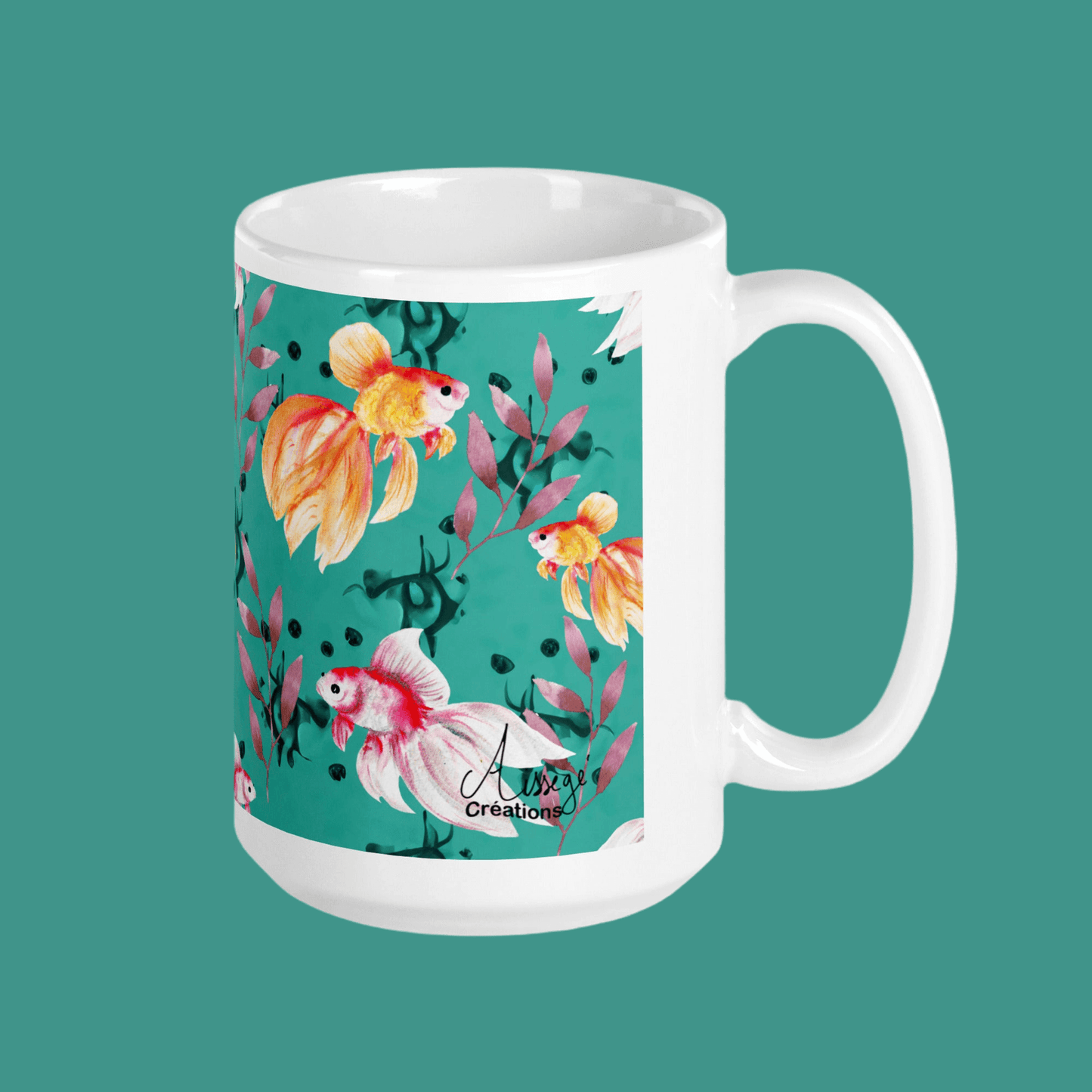 Mug Blanc Brillant "Poissons voile"