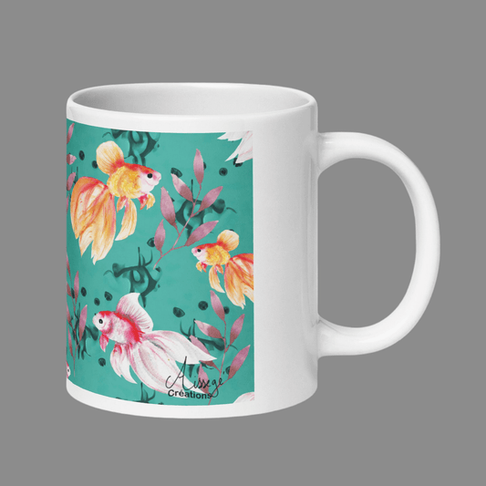 Mug Blanc Brillant "Poissons voile"