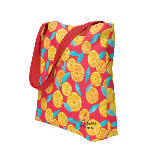 Tote bag "Oranges acidulées" - Rouge - Aissegé Créations