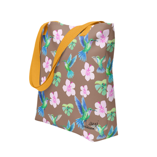 Tote bag "Colibris 2" - Noir - Aissegé Créations