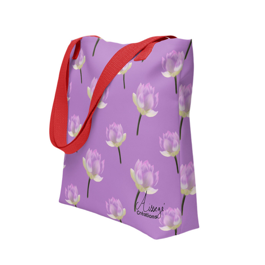 Tote bag "Nénuphars mauve" - Rouge - Aissegé Créations