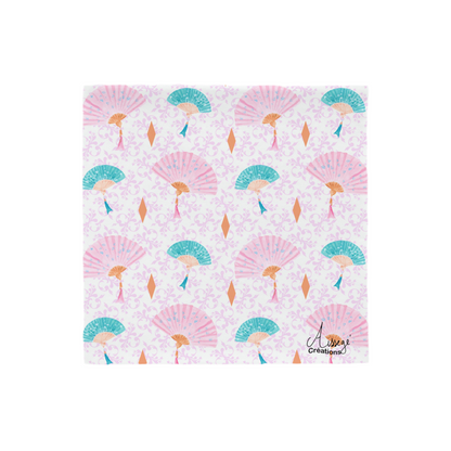 Housse de Coussin "Eventails" - 18″×18″ - Aissegé Créations