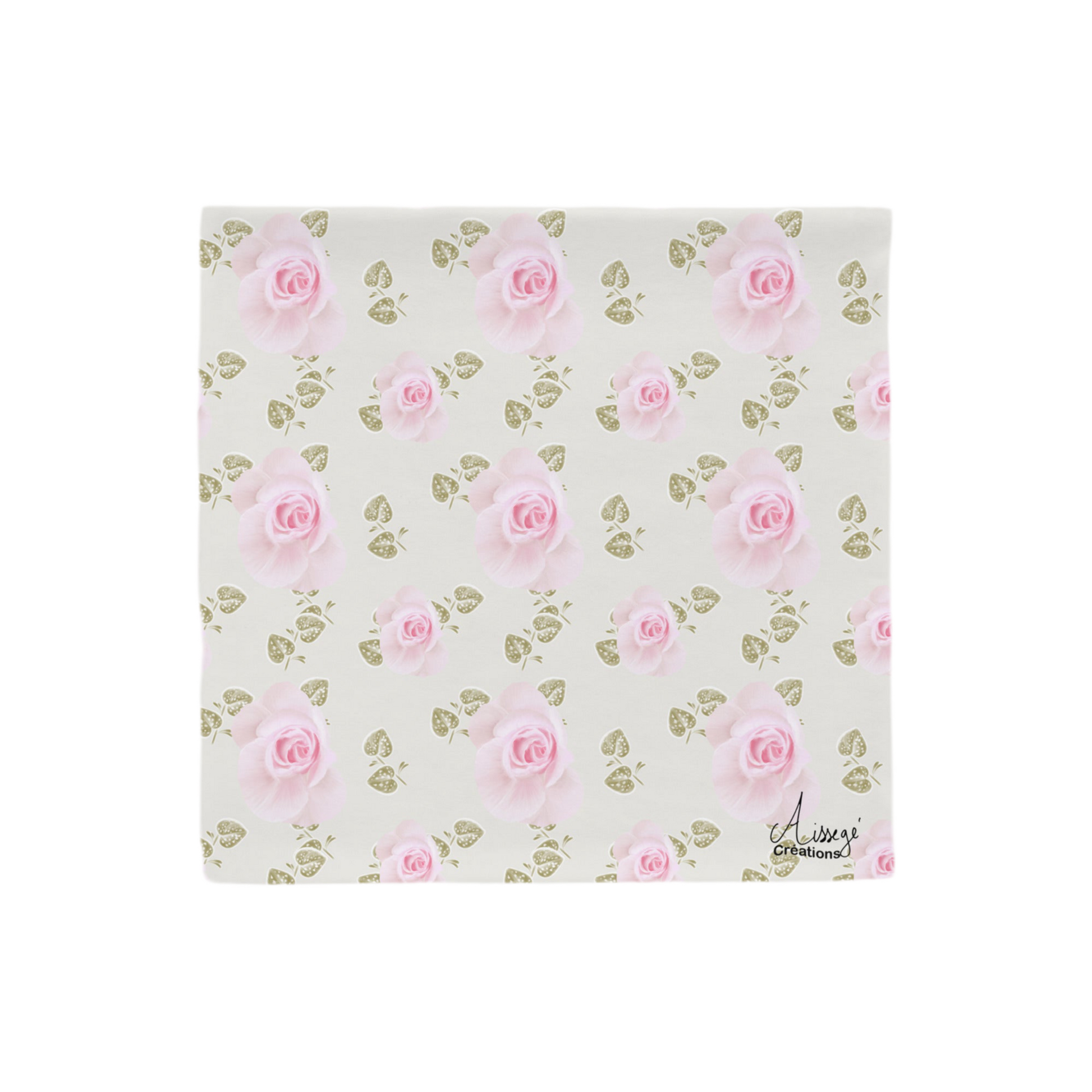 Housse de Coussin " Roses Douceur" - 18″×18″ - Aissegé Créations
