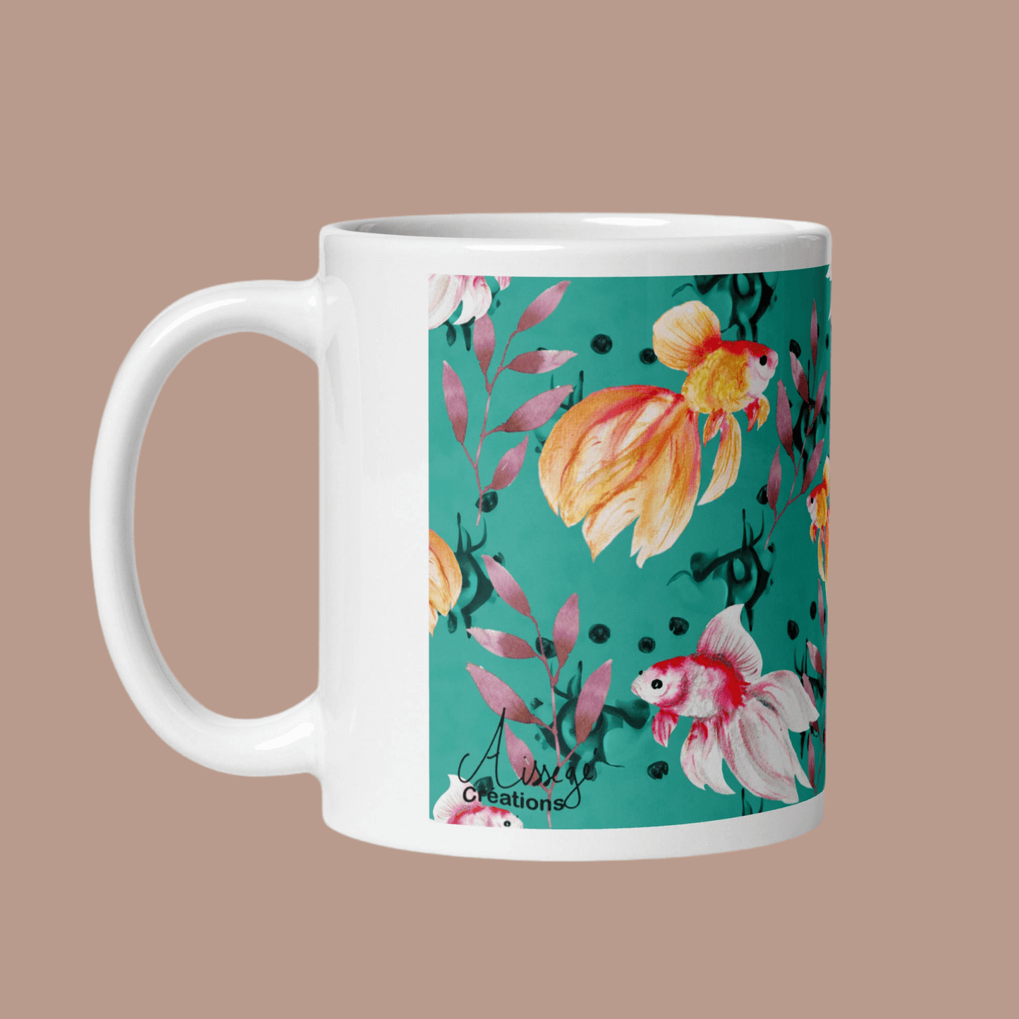 Mug Blanc Brillant "Poissons voile"