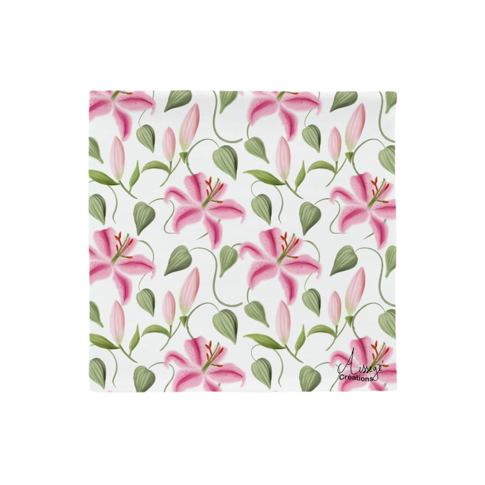 Housse de Coussin "Les Lys" - 18″×18″ - Aissegé Créations