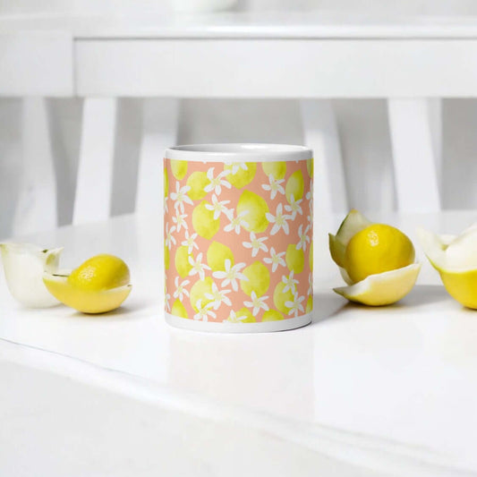 Glossy White Mug "Tart Lemons"