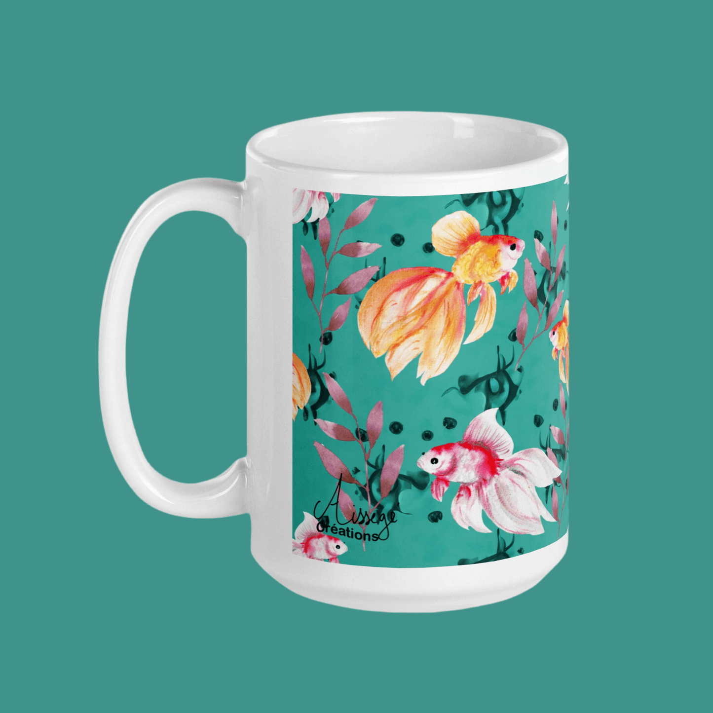 Mug Blanc Brillant "Poissons voile"