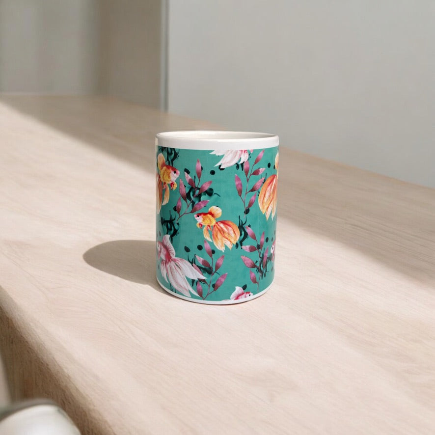 Mug Blanc Brillant "Poissons voile"