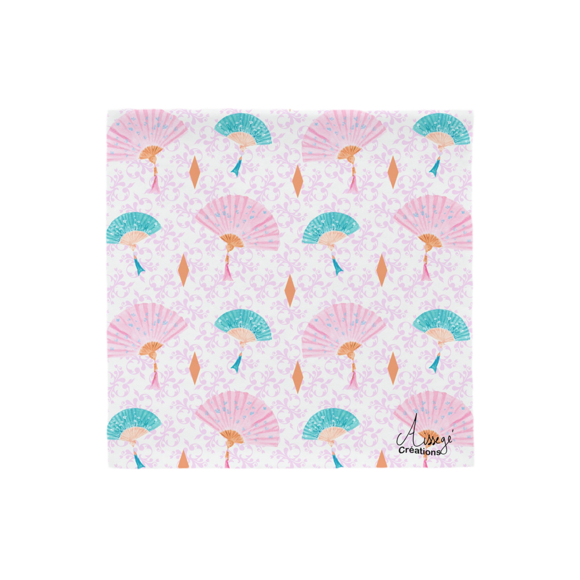 Housse de Coussin "Eventails" - 18″×18″ - Aissegé Créations
