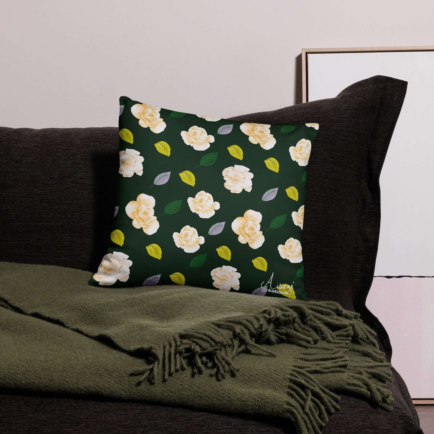 Housse de Coussin "Roses d'Or"