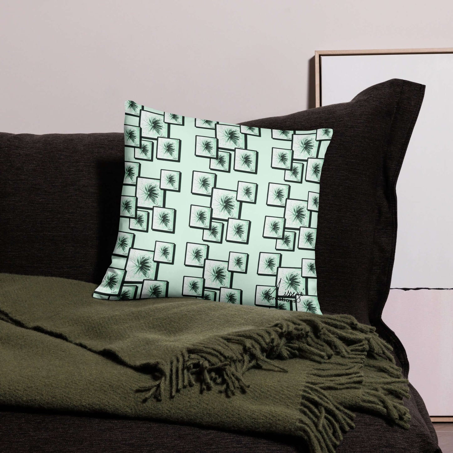 Housse de Coussin "Tableaux menthe"