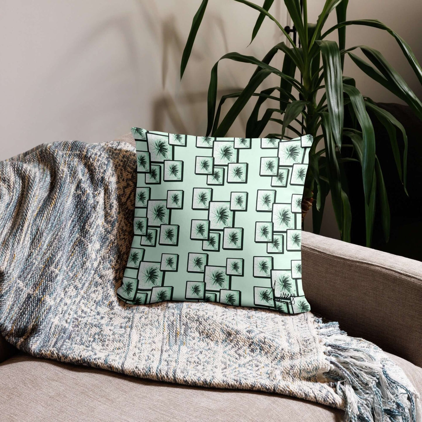 Housse de Coussin "Tableaux menthe"