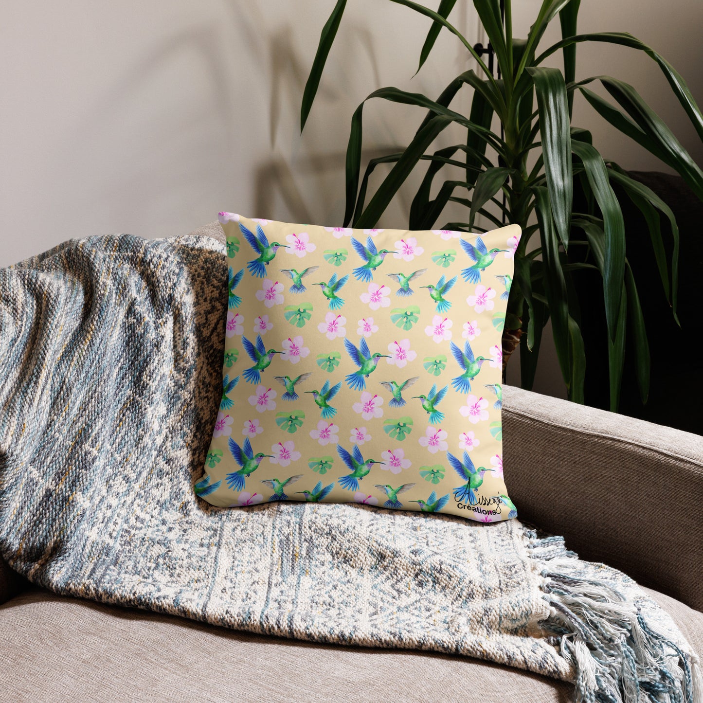 Housse de Coussin "Colibris"