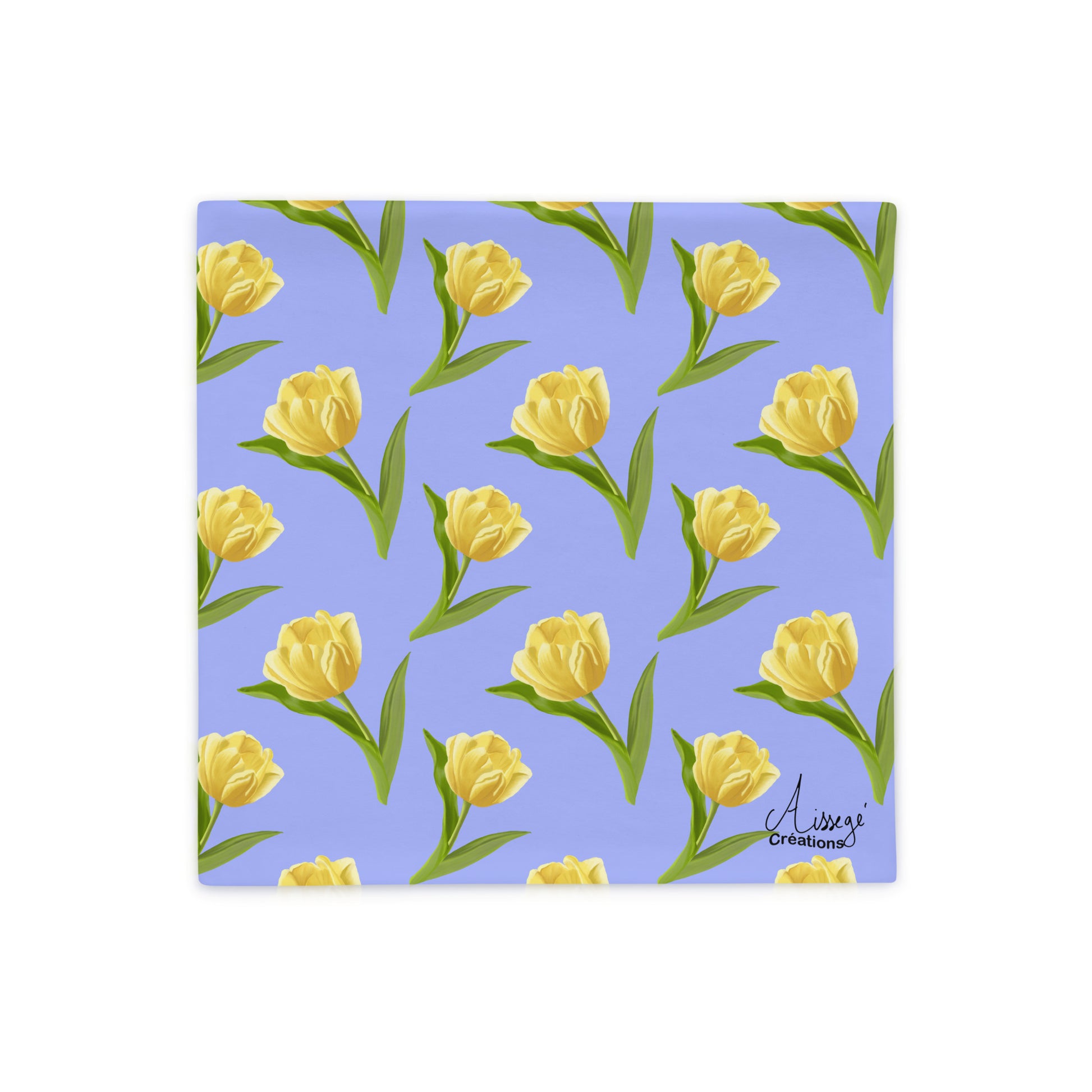 Housse de Coussin "Les tulipes jaunes" - 18″×18″ - Aissegé Créations