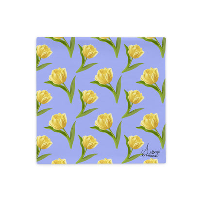 Housse de Coussin "Les tulipes jaunes" - 18″×18″ - Aissegé Créations