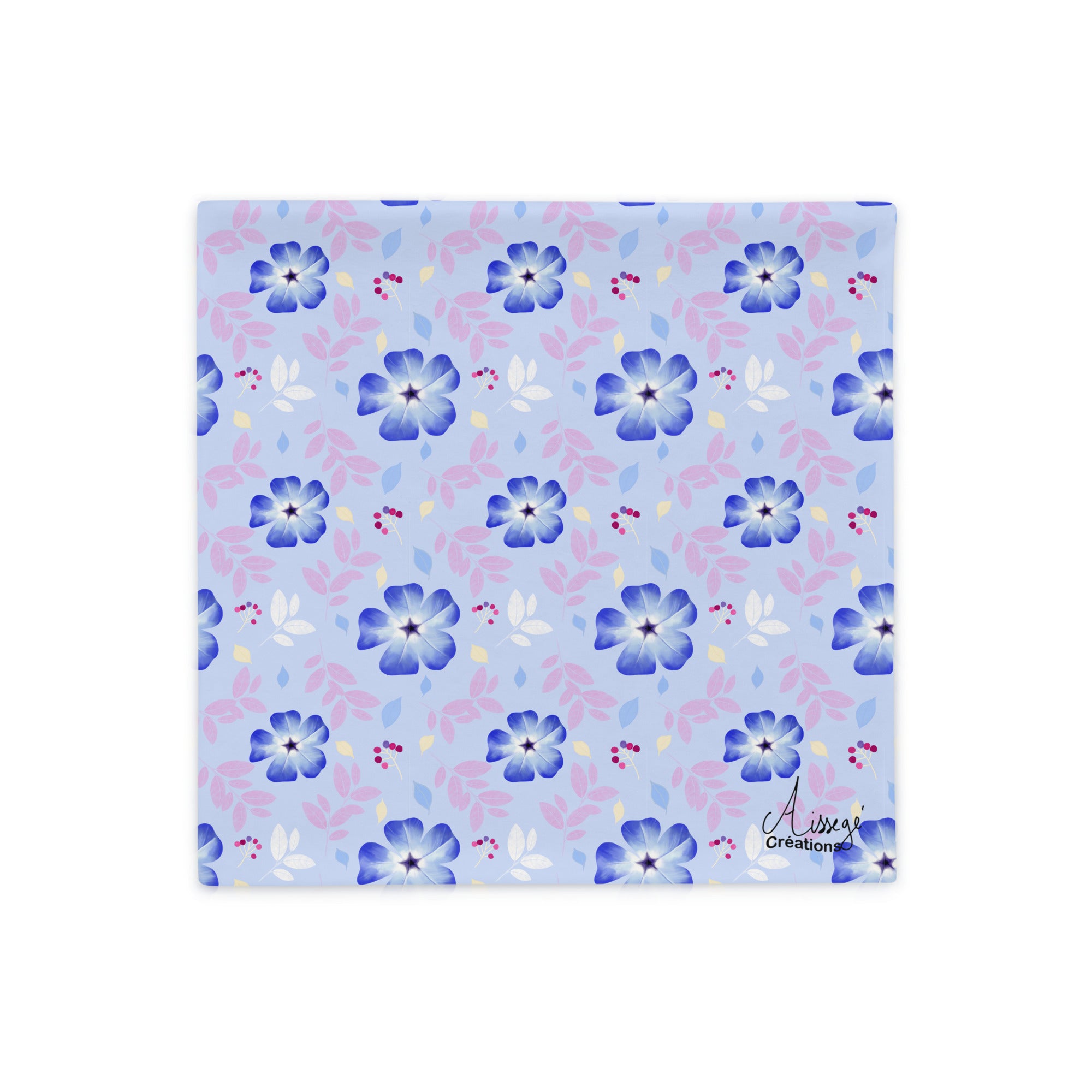 Housse de Coussin Ceratostigma - 18″×18″ - Aissegé Créations