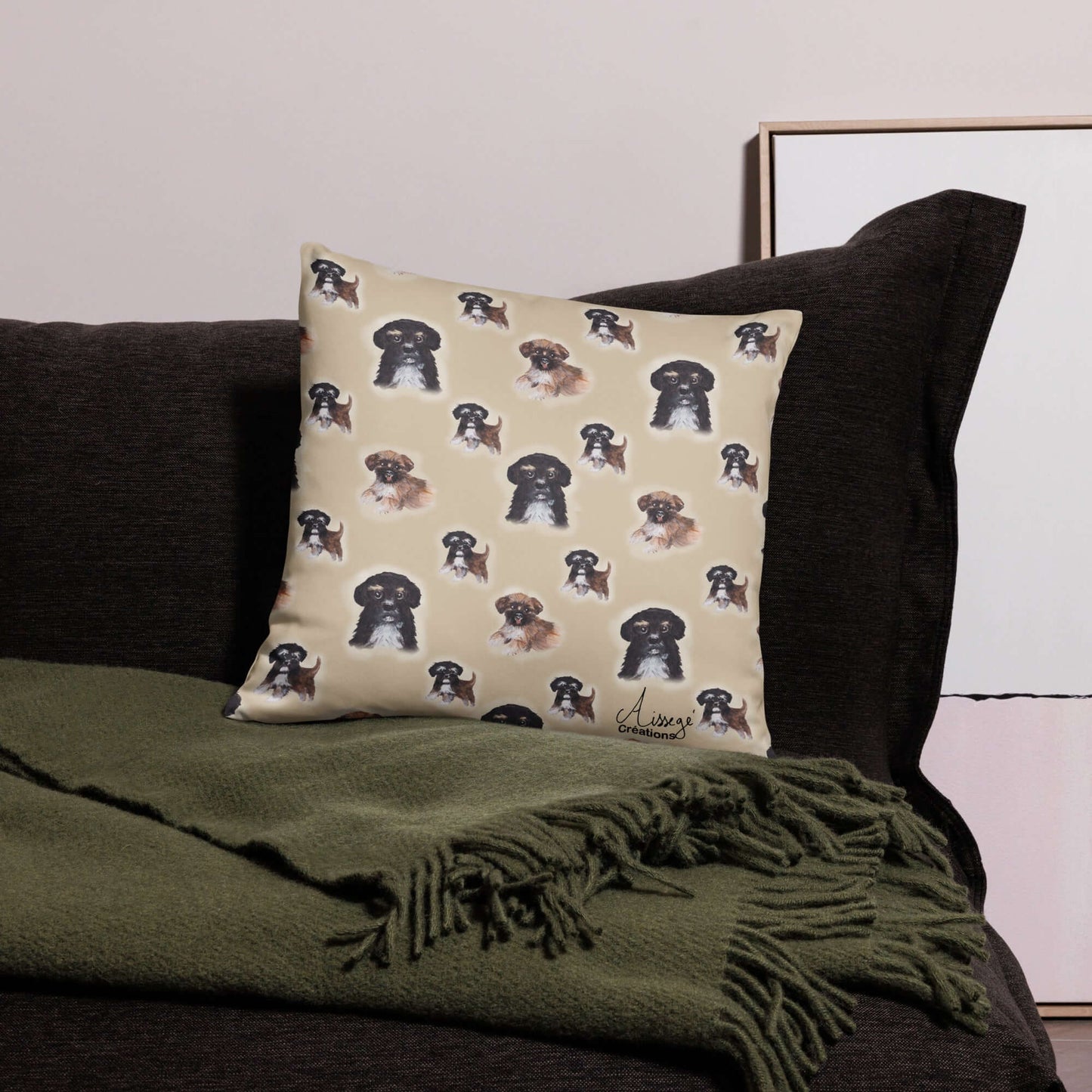 Housse de Coussin "Petits Chiots"