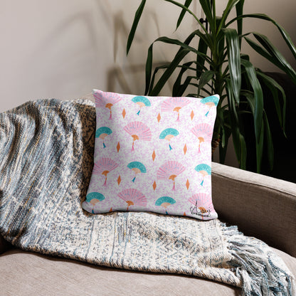 Housse de Coussin "Eventails" - 18″×18″ - Aissegé Créations