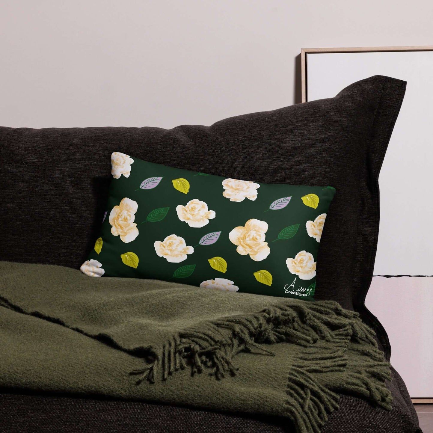 Housse de Coussin "Roses d'Or"