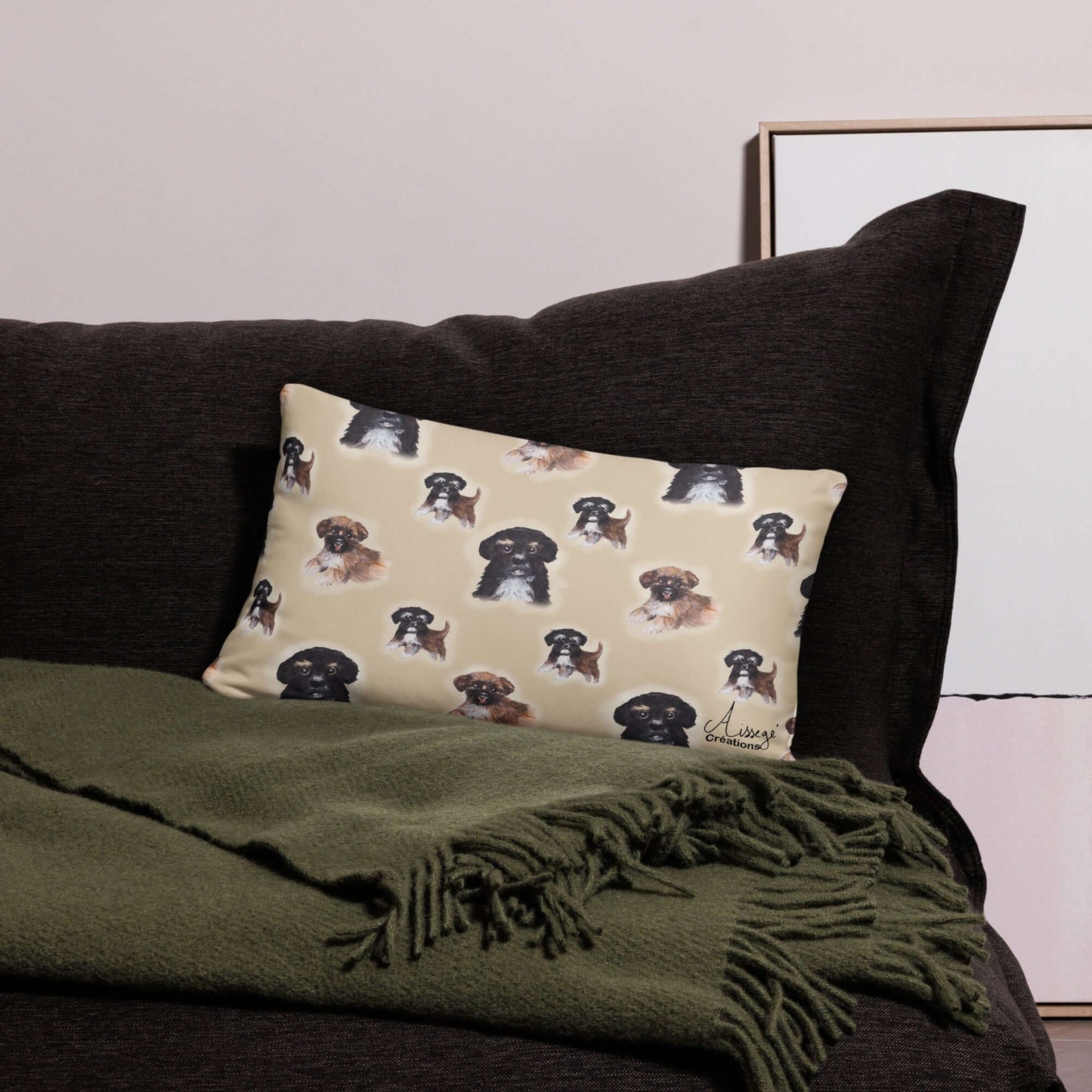 Housse de Coussin "Petits Chiots"