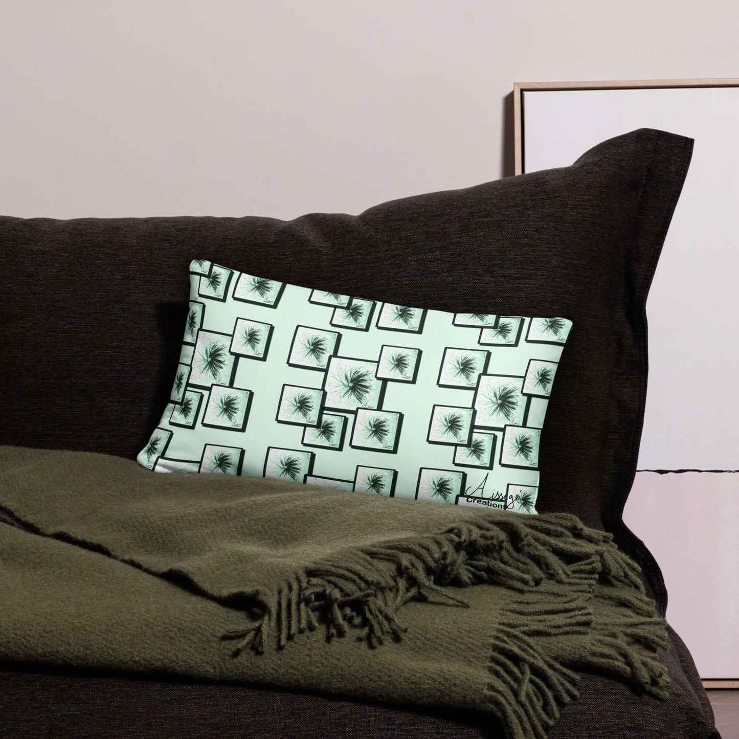 Housse de Coussin "Tableaux menthe"