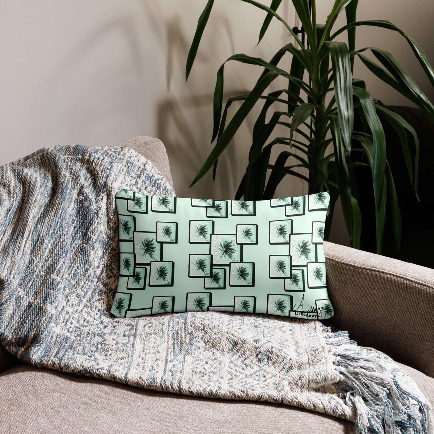 Housse de Coussin "Tableaux menthe"