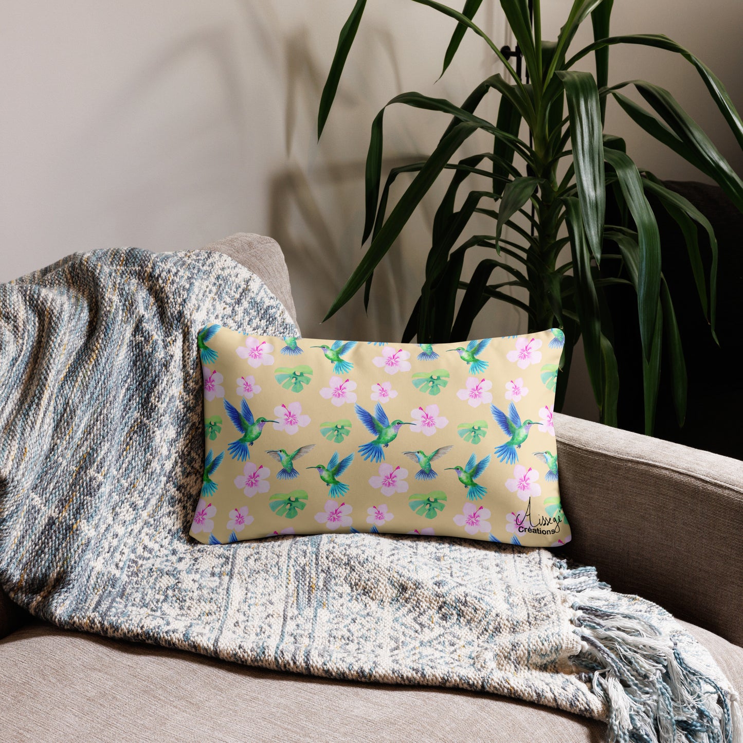 Housse de Coussin "Colibris"