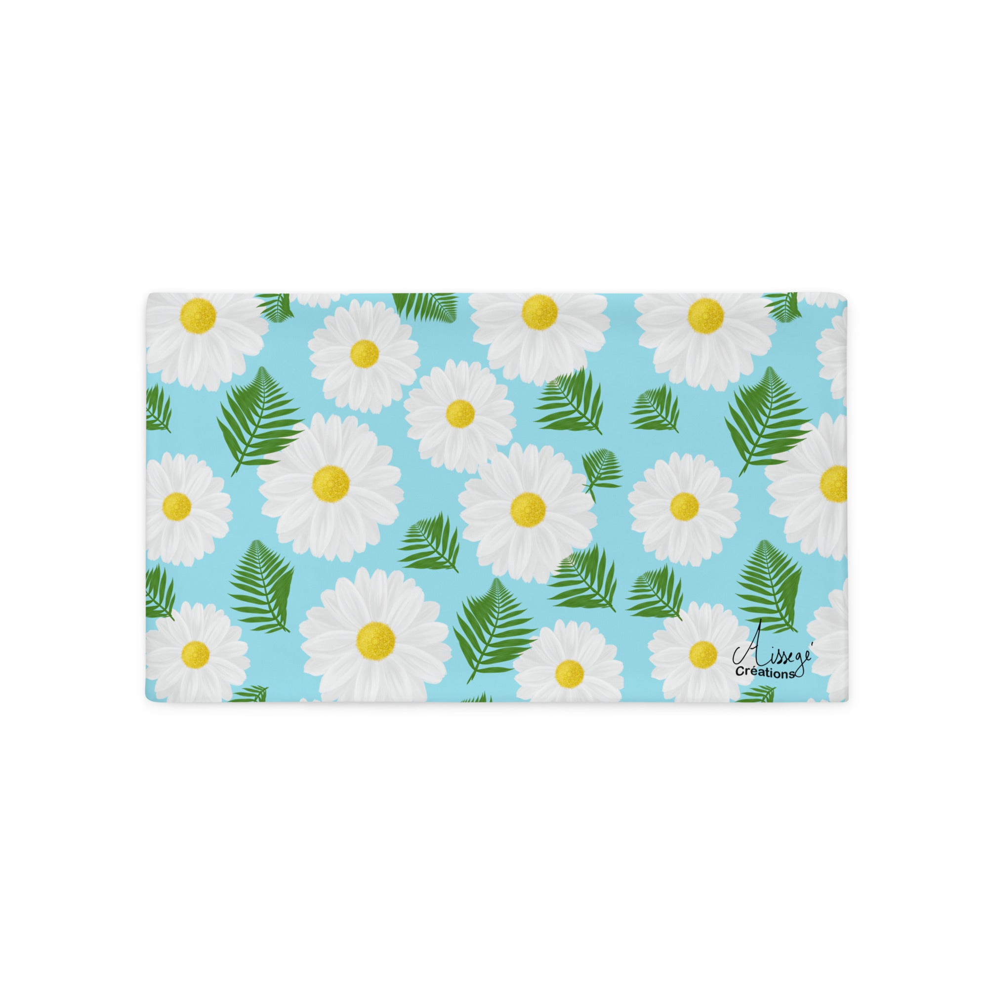 Housse de Coussin "Les Marguerites" - 20″×12″ - Aissegé Créations
