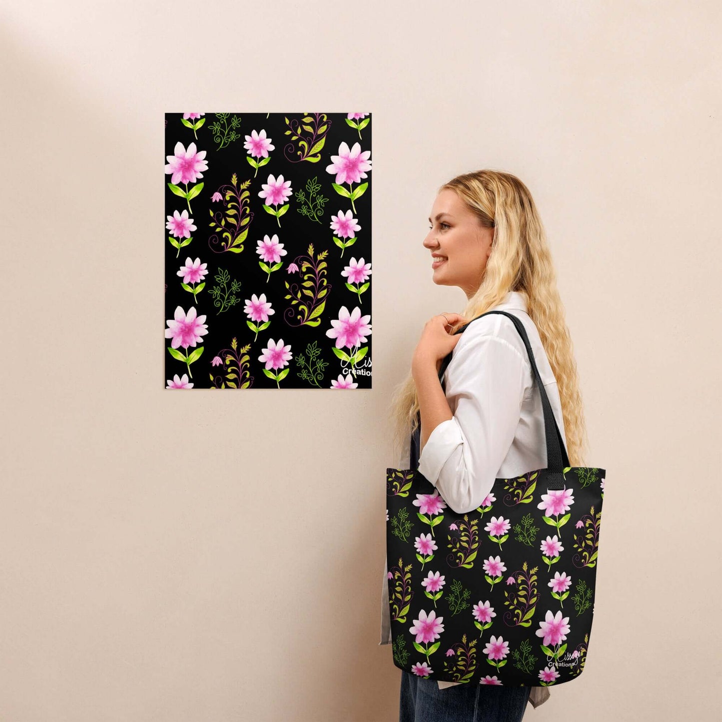 Tote bag "Fleurs et Arabesques"